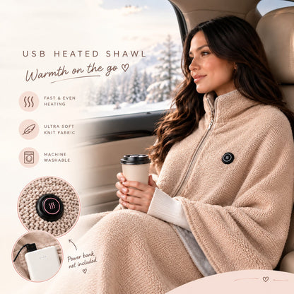🔥❄️NOW £22.99 GBP!!! | Was £69.99🎄 50% OFF Christmas Sale! !❄️ Portable USB Heated Blanket Shawl - Stay Warm All Winter