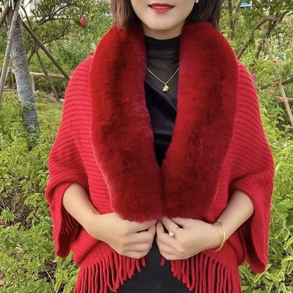 🔥Hot Sale 50% OFF🔥Fashion Thick Fur Collar Shawl Cloak