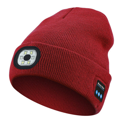 Peel-Off LED Headlamp Bluetooth Headset Knit Cap