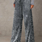 💖LAST DAY SALE 50% OFF🥰Women's Sequin Sparkle Wide Leg Pants with Elastic Waistband
