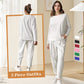 【DAY PERFECT】Round-Neck Long-Sleeved Top ＆ Pants 2-Piece Set | Wrinkle-Free & Breathable