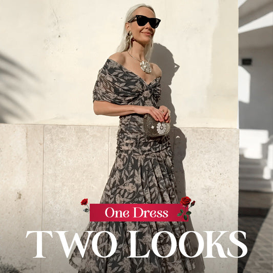 🌸New Arrival 70%OFF💖Women's Off-the-Shoulder V-Neck Printed Dress