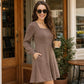🍂🔥 LAST DAY SALE! Only £14.99!!! | Women's Square Neck Ribbed Knit Dress – Long Sleeve Babydoll Jumper Dress with Pockets ✨ Autumn Casual Fit UK 6-18