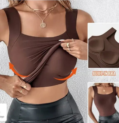 🔥NEW ARRIVALS!🔥💐Women's U Neck Thermal Tank Tops with Built-In Bra