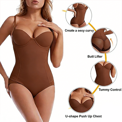 🏆 Last Day Special Price! Shapewear Bodysuit with Bra|Ruched Slimming Adjustable Waist✨