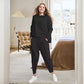 【DAY PERFECT】Round-Neck Long-Sleeved Top ＆ Pants 2-Piece Set | Wrinkle-Free & Breathable