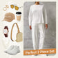 【DAY PERFECT】Round-Neck Long-Sleeved Top ＆ Pants 2-Piece Set | Wrinkle-Free & Breathable