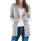 💐Big Sale-50% Off💕Women's Fall Casual Long Sleeve Button Down Open Front Cable Knit Cardigan