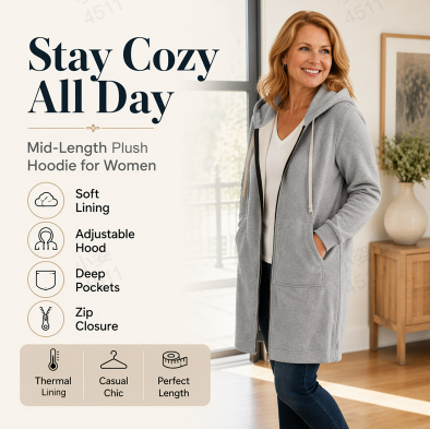 Last 24 Hours 🔥 50% OFF 💖 Comfortable Fleece-Lined Zip-Up Hoodie for Women