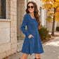 🍂🔥 LAST DAY SALE! Only £14.99!!! | Women's Square Neck Ribbed Knit Dress – Long Sleeve Babydoll Jumper Dress with Pockets ✨ Autumn Casual Fit UK 6-18