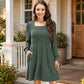 🍂🔥 LAST DAY SALE! Only £14.99!!! | Women's Square Neck Ribbed Knit Dress – Long Sleeve Babydoll Jumper Dress with Pockets ✨ Autumn Casual Fit UK 6-18