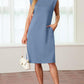 🔥Summer Sale 49% OFF💥Women Round Neck Loose Split Wrinkle-Free Midi Dress with Pockets