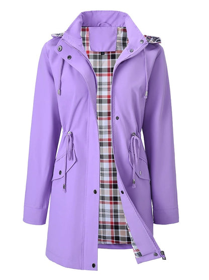 🔥 LIMITED TIME 50% OFF 💜 2026 Women's Plaid-Lined Hooded Waterproof Rain Jacket & Windbreaker