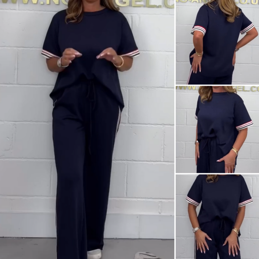 🌸Spring Specials🌸Side Stripe Short Sleeve T-Shirt & Wide Leg Joggers Set