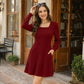 🍂🔥 LAST DAY SALE! Only £14.99!!! | Women's Square Neck Ribbed Knit Dress – Long Sleeve Babydoll Jumper Dress with Pockets ✨ Autumn Casual Fit UK 6-18