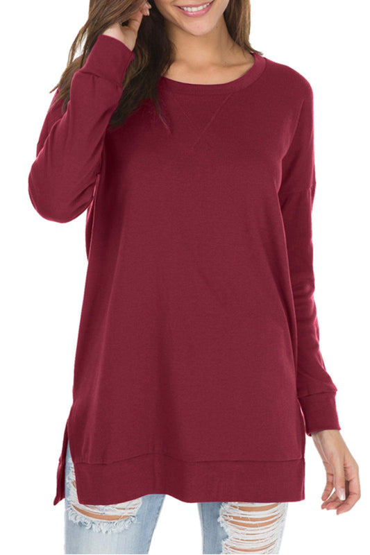 🍂Hot Sale 69% OFF🔥Women's Long Sleeve Side Slit Loose Tops