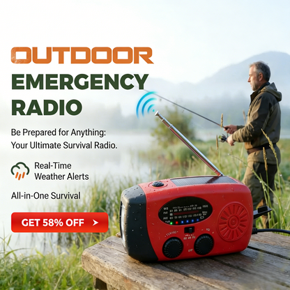 🎁LAST DAY SALE 70% OFF👍Multifunctional Portable Solar Emergency Radio – Hand Crank NOAA Weather Radio with Flashlight, SOS Alarm & Phone Charger, Survival Gear for Camping, Storm & Power Outage