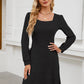 🍂🔥 LAST DAY SALE! Only £14.99!!! | Women's Square Neck Ribbed Knit Dress – Long Sleeve Babydoll Jumper Dress with Pockets ✨ Autumn Casual Fit UK 6-18