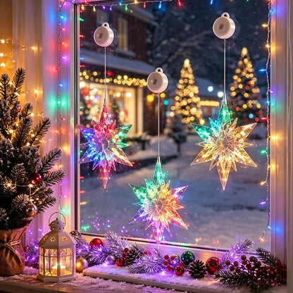 ⏳LAST DAY SALE ONLY ￡6.99!!🎄❄️ DIY Christmas Snowflake Suction Cup LED Lights ✨ | Battery Operated, Warm & Multi-Colour, Window Suction Lights, Christmas Home & Party Decor