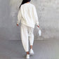 【DAY PERFECT】Round-Neck Long-Sleeved Top ＆ Pants 2-Piece Set | Wrinkle-Free & Breathable
