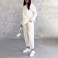 【DAY PERFECT】Round-Neck Long-Sleeved Top ＆ Pants 2-Piece Set | Wrinkle-Free & Breathable