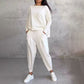 【DAY PERFECT】Round-Neck Long-Sleeved Top ＆ Pants 2-Piece Set | Wrinkle-Free & Breathable