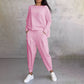 【DAY PERFECT】Round-Neck Long-Sleeved Top ＆ Pants 2-Piece Set | Wrinkle-Free & Breathable