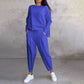 【DAY PERFECT】Round-Neck Long-Sleeved Top ＆ Pants 2-Piece Set | Wrinkle-Free & Breathable