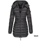 🔥Mittellange wattierte Winterjacke für Frauen, einfarbige, warme Kapuzenjacke👍【Kostenloser Versand】