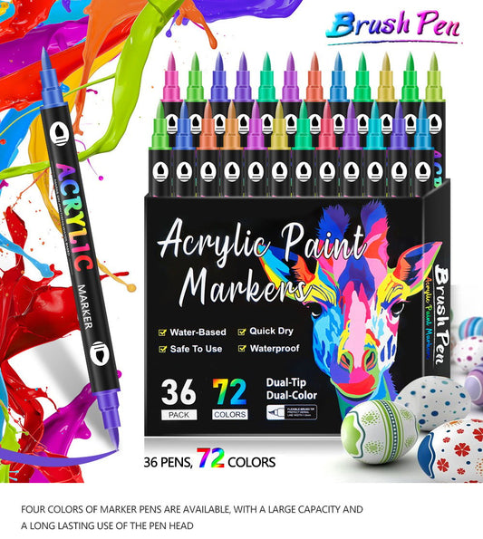 🔥Last Day Promotion-49%OFF🔥Dual Tip Acrylic Paint Pen Marker - 24/48/72 Colours