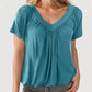 🎁Mother's Day Sale 50% OFF⏳Women's Casual Pleated V-Neck Short-Sleeve Top