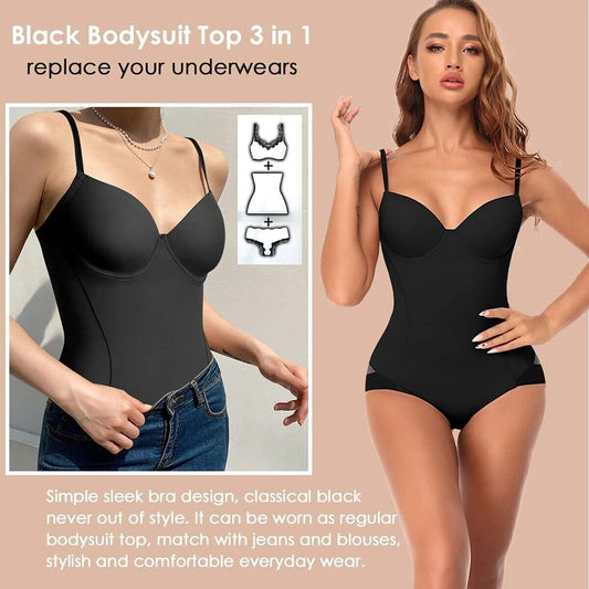 🏆 Last Day Special Price! Shapewear Bodysuit with Bra|Ruched Slimming Adjustable Waist✨