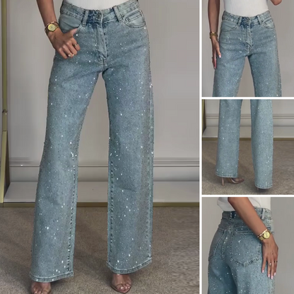 ⏳Time-limited Special⏰🔥Straight Leg Jeans With Rhinestones