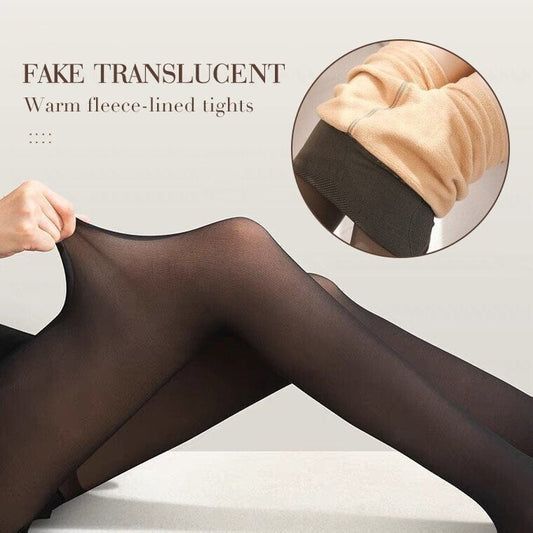 🔥Christmas Pre-sale 50% OFF🔥Flawless Legs Fake Translucent Warm Plush Lined Elastic Tights