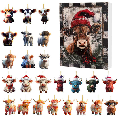 🎁Early Christmas Hot Sale 50% OFF🎅Advent Calendar with Highland Cow Design