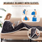 Flannel Wearable Heated Blanket with Sleeves
