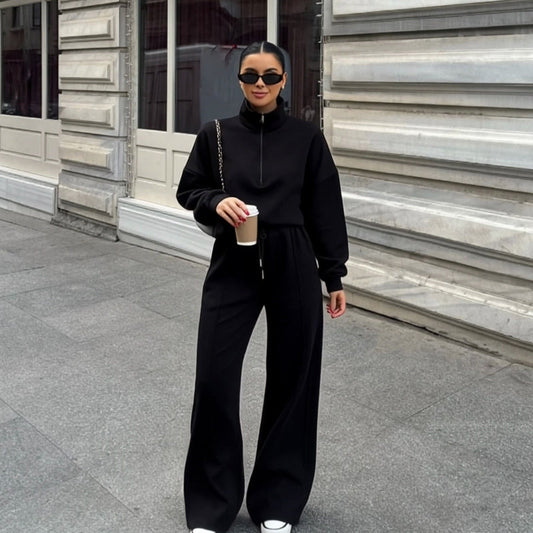 🔥Women's Casual Half-Zip Pullover and Pants Set