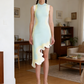 Gradient Wavy Hem Sleeveless Knit Dress