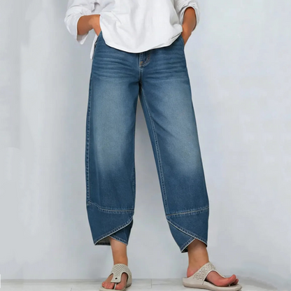 Women's Casual Wide-Leg Cropped Jeans