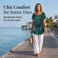 🌺Summer Hot Sale 50% OFF💐Plus Size Women V‑Neck Short‑Sleeve Top Paisley Print Pleated Loose Tunic, Flattering For Curvy Figures