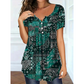 🌺Summer Hot Sale 50% OFF💐Plus Size Women V‑Neck Short‑Sleeve Top Paisley Print Pleated Loose Tunic, Flattering For Curvy Figures