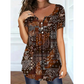 🌺Summer Hot Sale 50% OFF💐Plus Size Women V‑Neck Short‑Sleeve Top Paisley Print Pleated Loose Tunic, Flattering For Curvy Figures