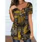 🌺Summer Hot Sale 50% OFF💐Plus Size Women V‑Neck Short‑Sleeve Top Paisley Print Pleated Loose Tunic, Flattering For Curvy Figures