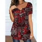 🌺Summer Hot Sale 50% OFF💐Plus Size Women V‑Neck Short‑Sleeve Top Paisley Print Pleated Loose Tunic, Flattering For Curvy Figures