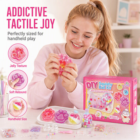 🎁Gift Idea Hot Sale 60% OFF🔥Kids DIY Cat Claw Squishy Toy Kit Make Your Own Stress‑Relief Fried Ice Squishy