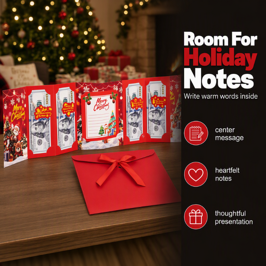 Starting at £3.2 each—Half-Price Offer! 🥳 A 2026 Best-Seller 🥳 💞 Over 50,000 Sold! 🧧 Festive Cash Gift Card Holder—features multi-card storage, space for a holiday message, and a ribbon-tied envelope—turning cash into a thoughtful Christmas gift 💌