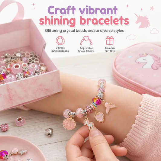 🎄🎁 Christmas Gift for Girls! DIY Charm Bracelet Making Kit with Unicorn Gift Box — 60% OFF, Only £8.99!!! (Was £25.99) ✨ Screen-Free Craft Fun for Ages 6-12