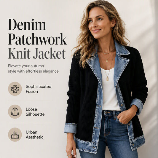⌛Limited Sale 50%🔥Women's Patchwork Denim Coat – Stretchy, Stylish & Comfortable ✨