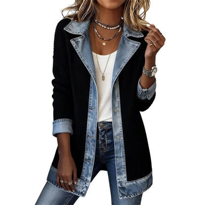 ⌛Limited Sale 50%🔥Women's Patchwork Denim Coat – Stretchy, Stylish & Comfortable ✨