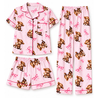 🚨 LAST DAY 63% OFF! 🐄 Highland Cow 3-Piece Pyjamas – Soft Pink Striped Lounge Set ✨ Was £63.98 → £23.99!!! 🔥 Buy 2+ FREE UK Delivery 🇬🇧